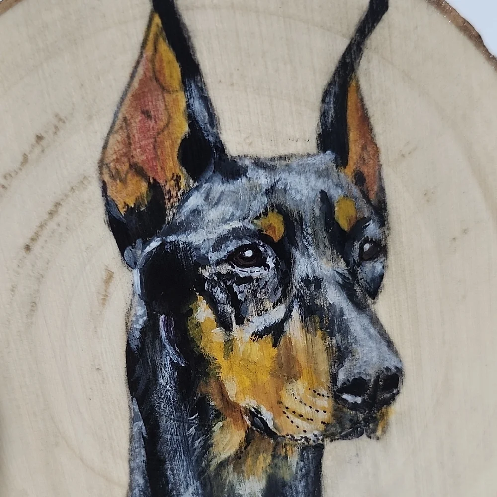 Hand-Painted Doberman Wood Art - Picture 4 of 7